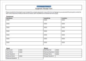 rental payment receipt equipment receipt form