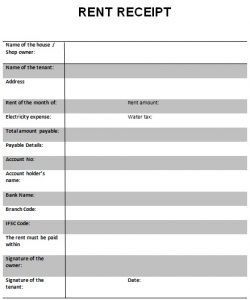 rental payment receipt rent receipt template