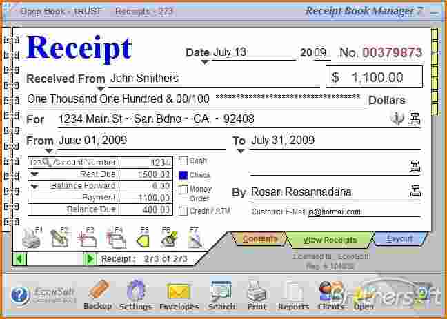 rental payment receipts