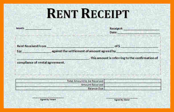 rental receipt template