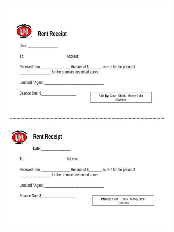 rental receipts format