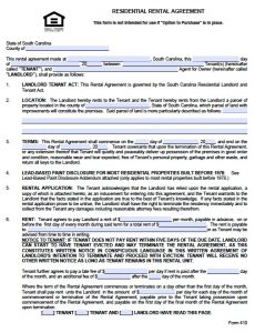 renters application form pdf sc residential lease