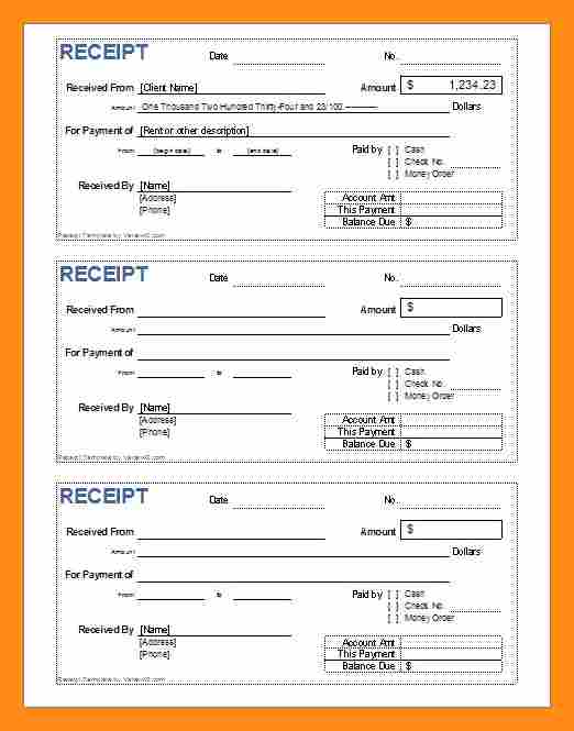 renters receipt form