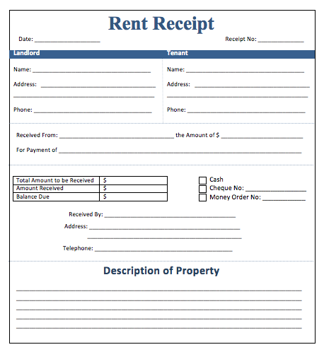 renters receipt form