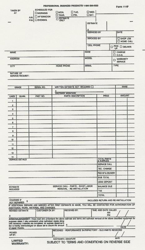 repair order template