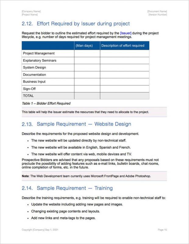 request for proposal template