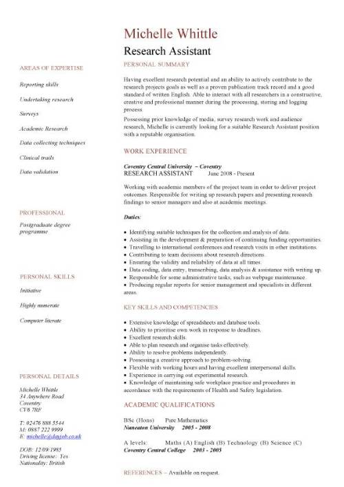 Research Assistant Resume  Template Business
