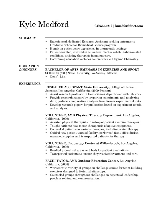 research assistant resume