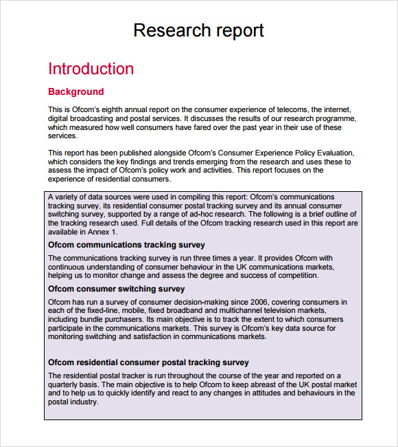 what is a research report format
