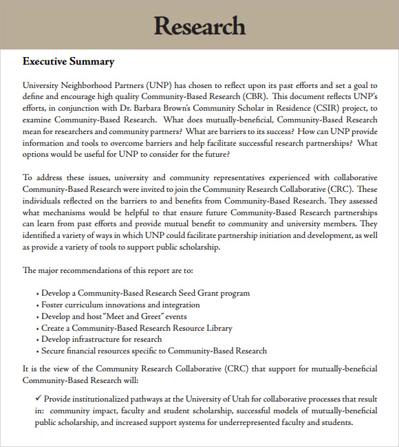 Research Report Format Template Business