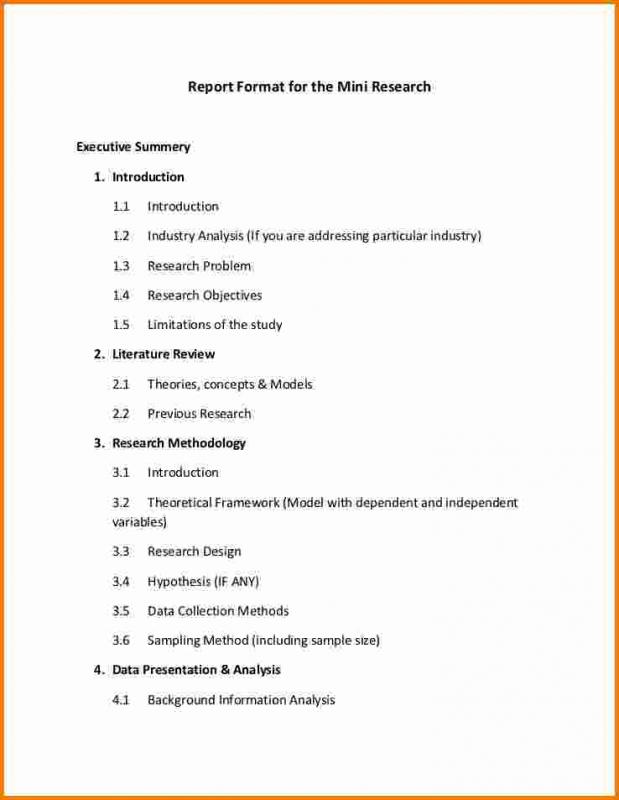 Research Report Format Template Business