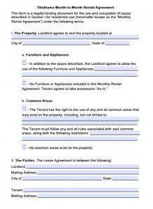 residential lease agreement form oklahoma month to month rental agreement x