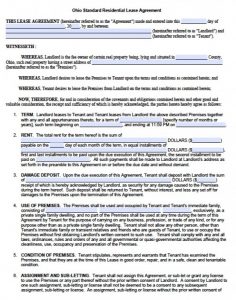 residential lease agreement pdf ohio standard residential lease agreement x