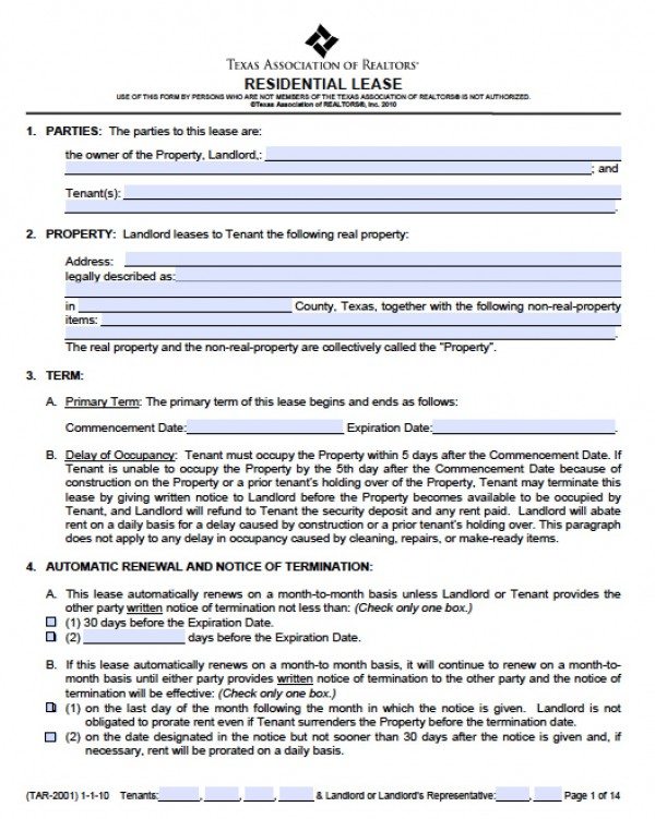 residential lease agreement pdf