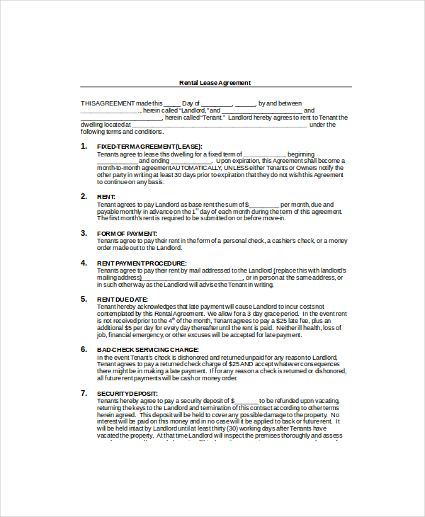 residential lease agreement template