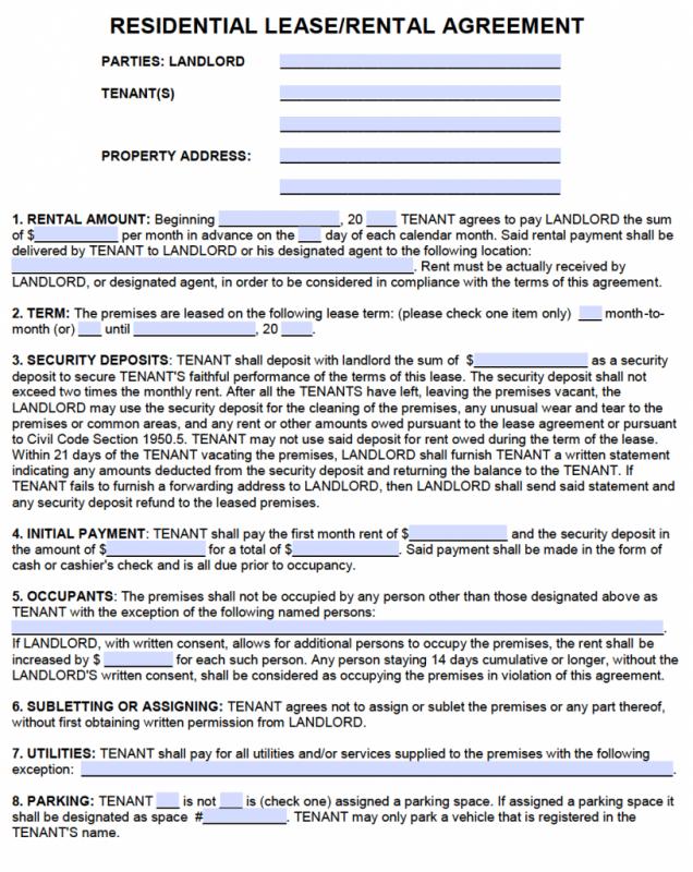 residential lease agreement template