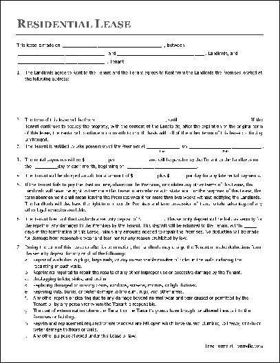 residential lease agreement template