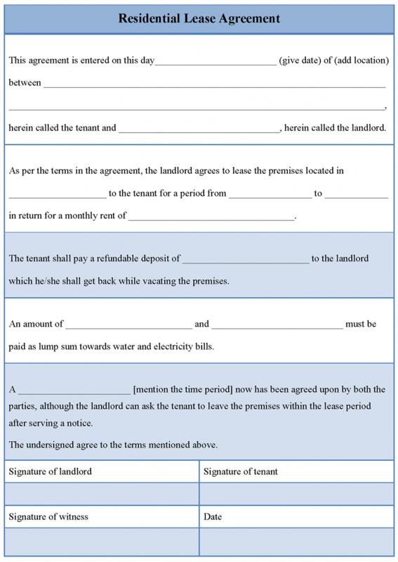 residential lease agreement template