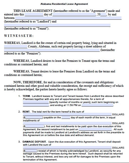 residential rental agreement