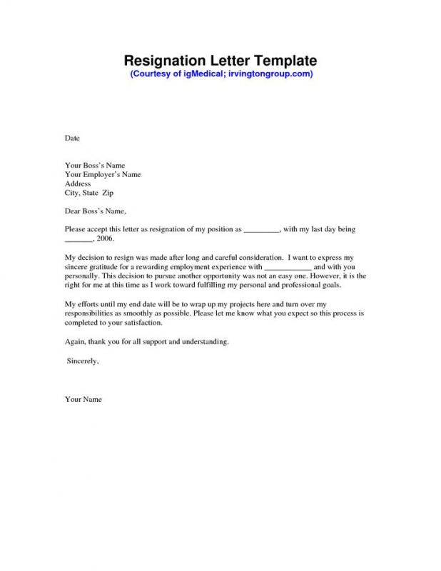 resignation letter templates