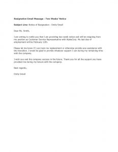 resignation letter templates free sample resignation letter two weeks notice