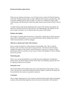 restaurant business plan sample restaurant business plan format