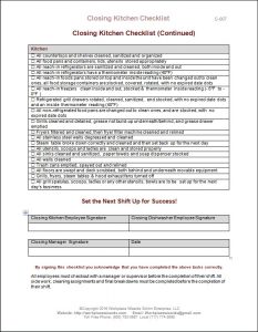 restaurant cleaning checklist restaurant closing kitchen checklist page updated large