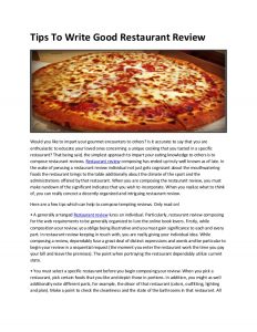 restaurant marketing plan tips to write good restaurant review