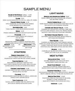 restaurant menu sample restaurant food menu sample