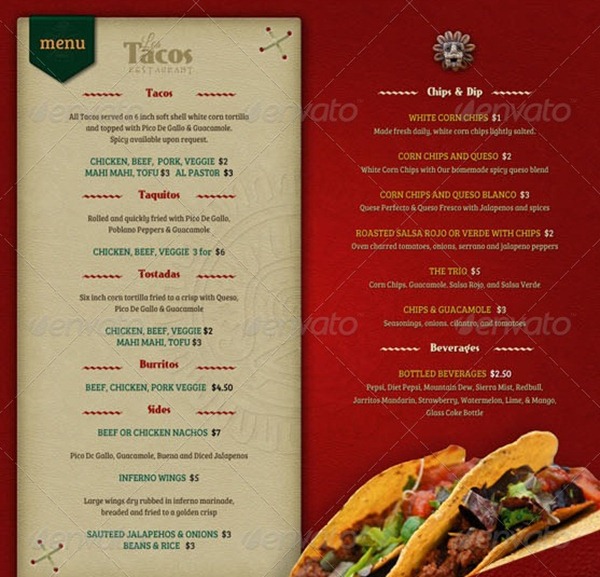 restaurant menu templates