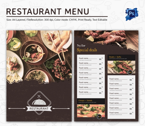 restaurant menu templates