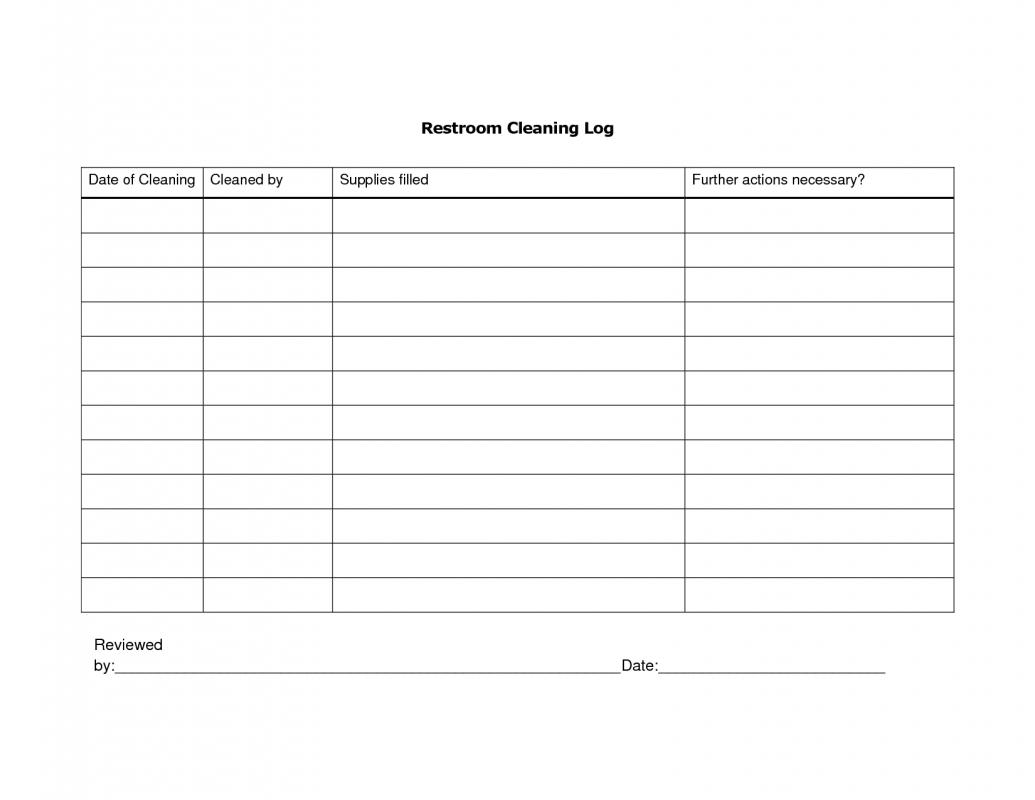 Restroom Cleaning Log Template Business