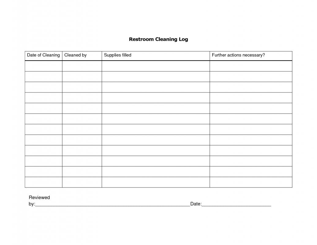 Cleaning Log Sheet Template