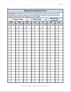 restroom cleaning log f restroom check list big