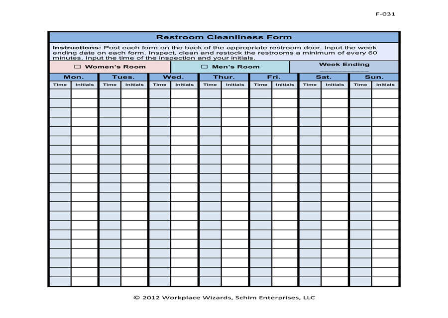 Free Printable Bathroom Log Printable Templates