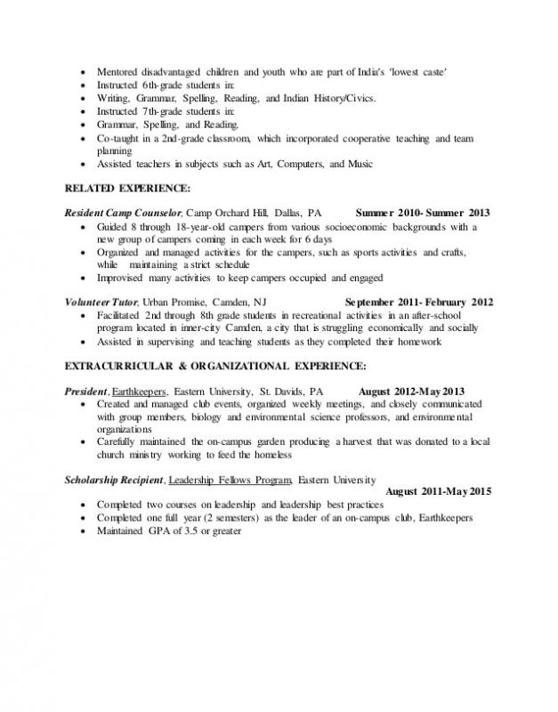 resume examples for students