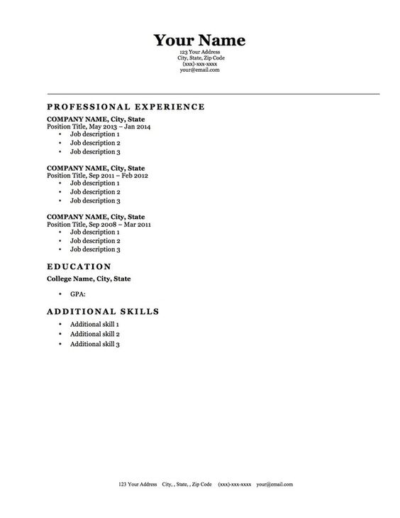 resume for a college student