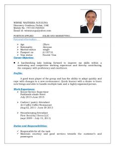 resume for flight attendant sample cv new