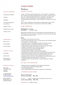 resume for waitress waitress cv