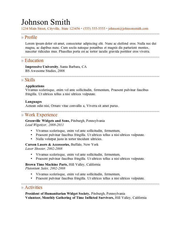 resume format download