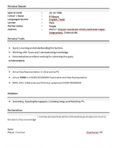 resume format download professional resume format for freshers free download