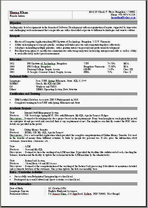 resume formats download