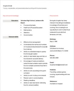 resume high school food delivery position resume for schoolt