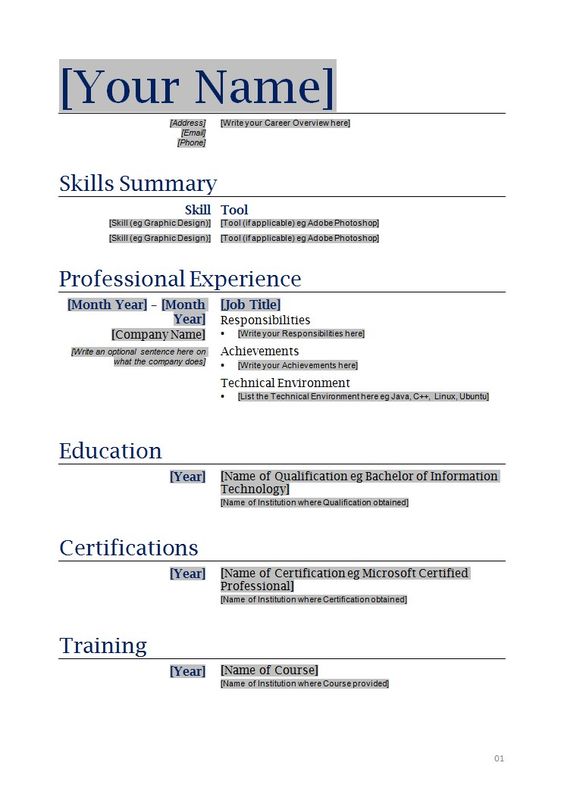 free printable high school resume template