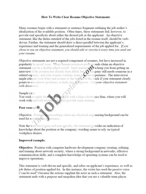 resume objective sample