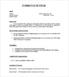 resume samples for freshers freshers resume sample pdf