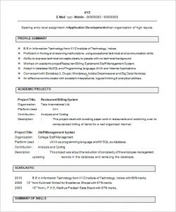 resume samples for freshers it freshers resume template