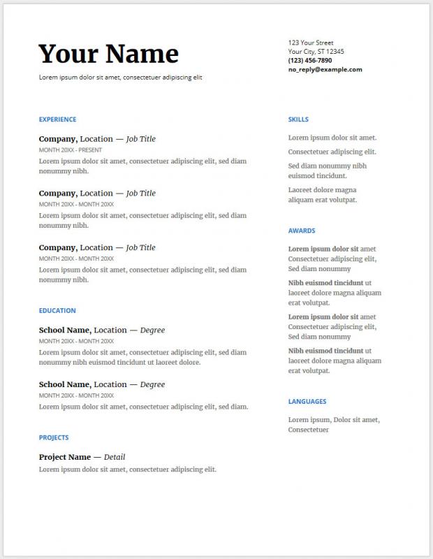 resume template doc