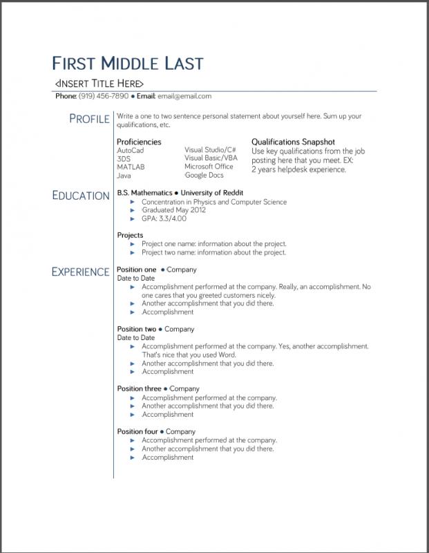 resume templates for college students