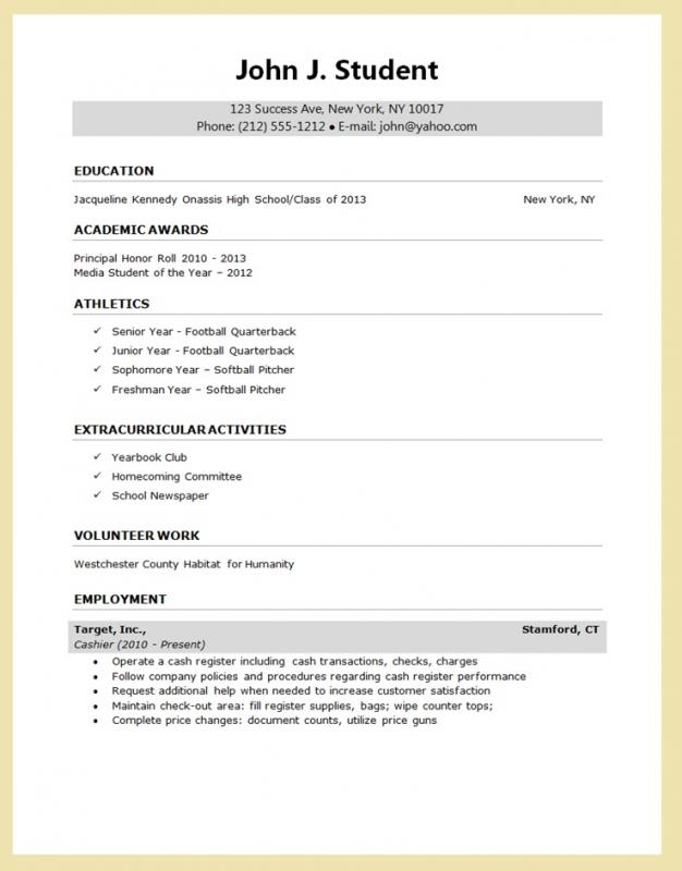 resume templates for college students